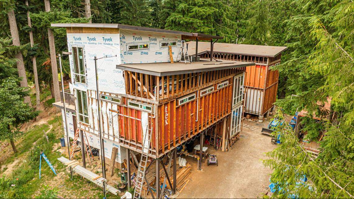 A partially-finished container home is for sale near Seattle.