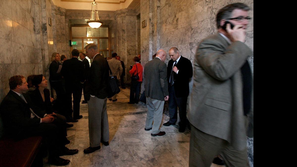 
The marbled hallways next to both the Senate and House Chambers are a buzz of activity as legislators, lobbyists and interested parties converge as wheeling and dealing along with decision-making get done.
