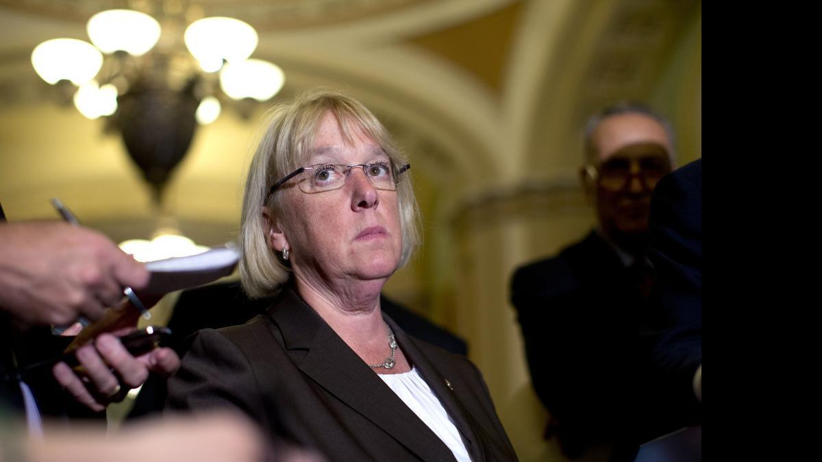 
FILE - In this July 8, 2015, file photo, Sen. Patty Murray, D-Wash., looks to members of the media as she and other Senate Democrats speak to media after a policy luncheon on Capitol Hill in Washington. The House and Senate are embarking on negotiations to merge two differing education bills that would rewrite the nation’s much-criticized No Child Left Behind education law. On Thursday, July 16, 2015, the Senate overwhelmingly approved its version of the education legislation, sponsored by Republican Lamar Alexander of Tennessee and Democrat Patty Murray of Washington, a week after the House passed a more conservative measure.
