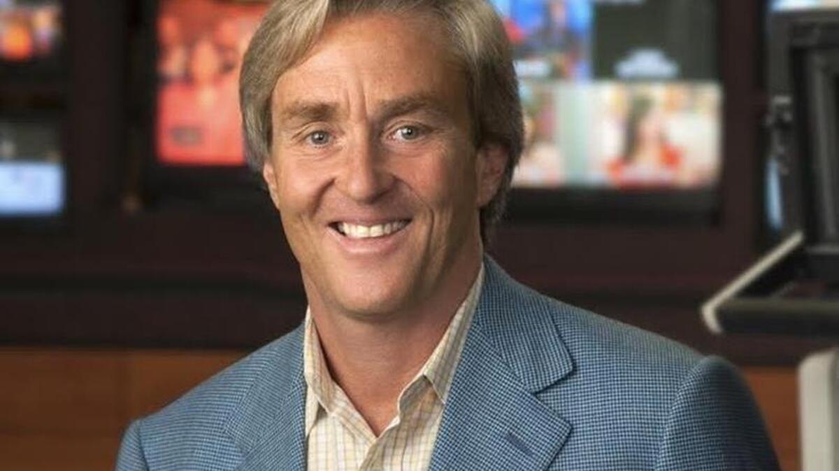 James P. Steyer, of Common Sense Media in the TV studios of CBS Channel 5 in San Francisco.