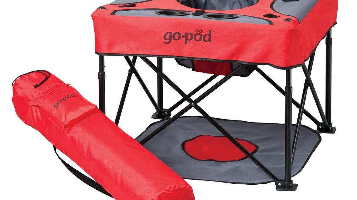 
Kidco's Go-Pod will keep your baby safe, upright and entertained while camping.
