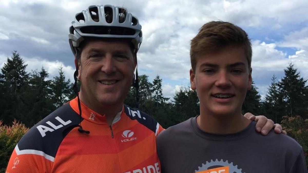 Craig Davidson, left, is riding Obliteride on Saturday and Sunday, and his son, Alex, is working as volunteer. Davidson is riding in honor of his wife, Cathy, and Alex, both of whom survived cancer.