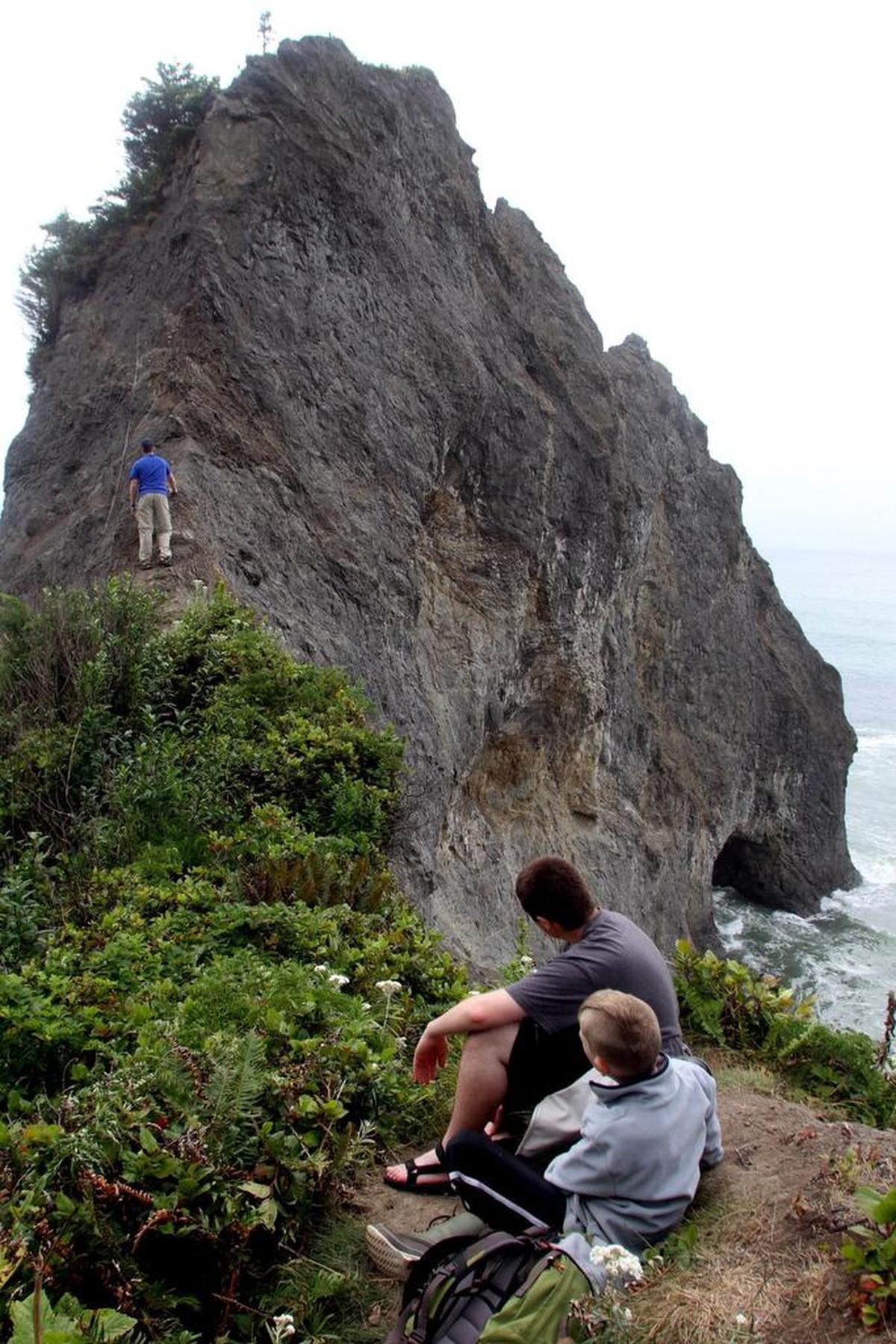 A headland above Hole in the Wall on Rialto Beach in Olympic National Park.
