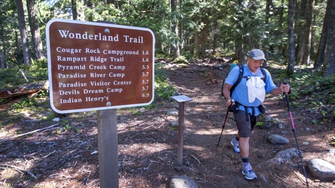 Lp Kiatoukaysy, known as "Little Buddha" on the trail, sets out to hike the 93-mile Wonderland Trail from Longmire. Kiatoukaysy was hiking the Pacific Crest Trail and decided to detour so he could tackle Mount Rainier's iconic trail.