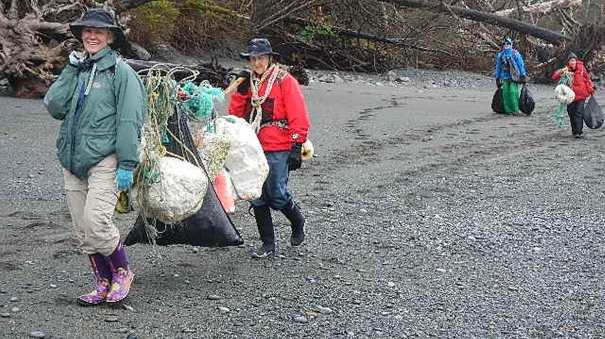 Joan Hays, right, is a regular volunteer at Washington CoastSavers beach cleanups.