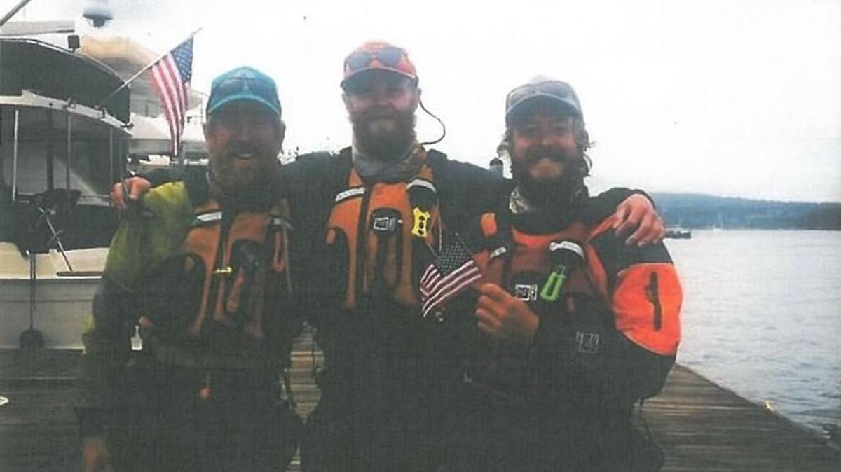 Kyle Cooper, from left, Matt Ryan and Daniel Walters spent the summer paddling the Inside Passage from Alaska to Washington.