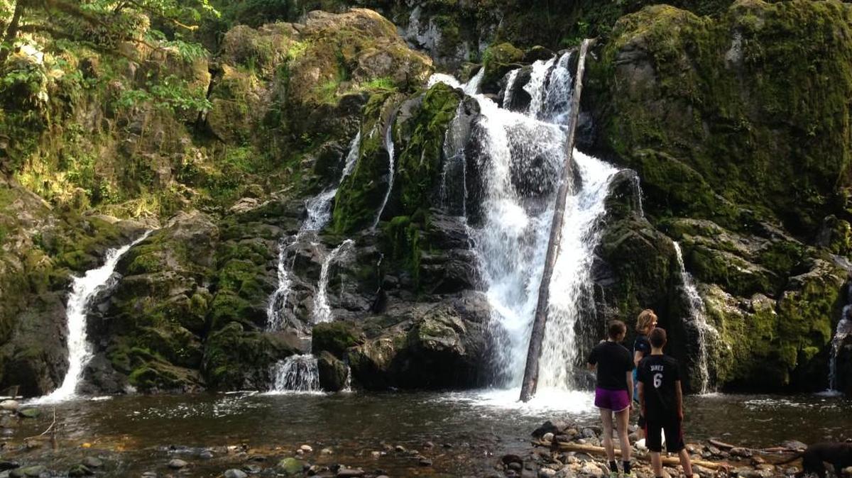 Little Mashel Falls near Eatonville is popular hiking destination. While the way is mostly easy, descending to the base of the falls requires managing a steep slope.