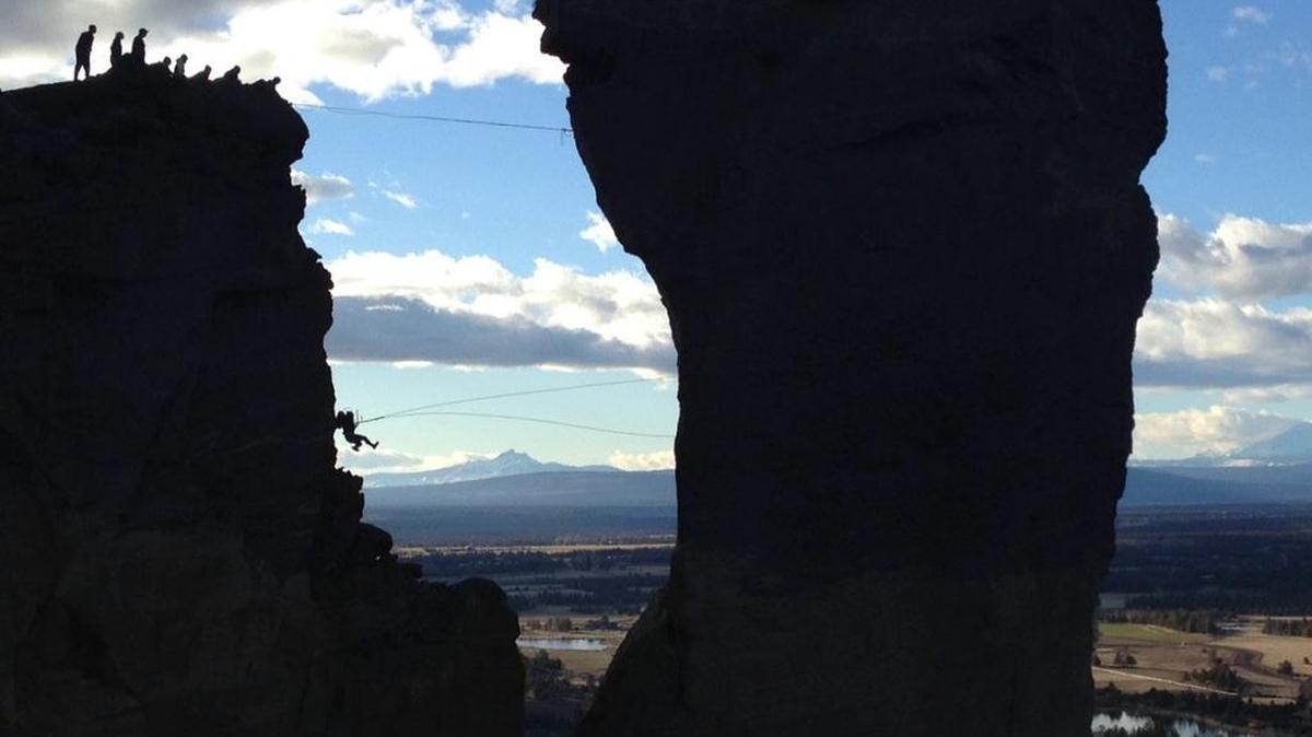 On Feb. 22, two rock-climbing guides set up a massive swing on the Monkey Face feature in Smith Rock State Park near Bend, Oregon, and invited people with enough nerve to take the leap.