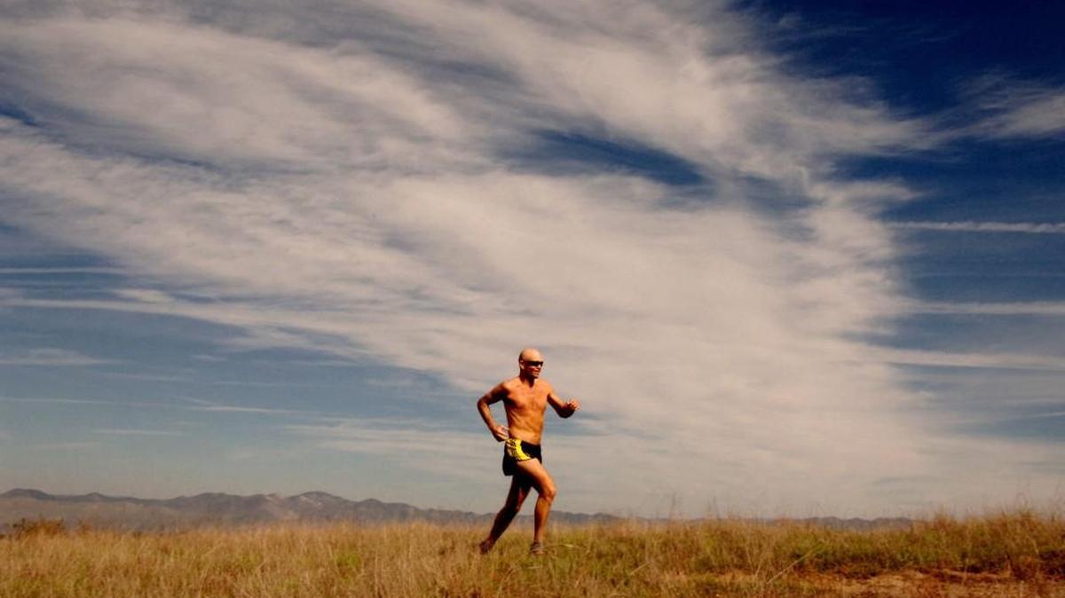 
Micah True runs across the northern Mexico landscape in a scene from a documentary film on his creation of the Copper Canyon Ultramarathon.
