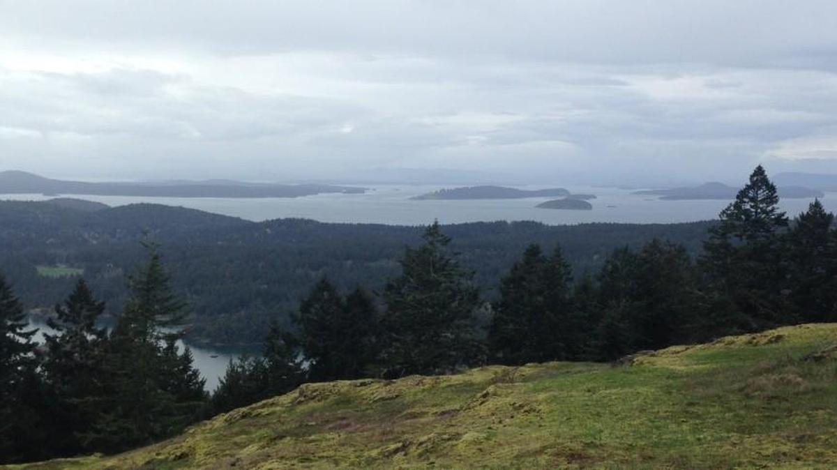 The view from atop Ship Peak in Orcas Island’s Turtleback Mountain Preserve includes the San Juans and British Columbia’s Gulf Islands.