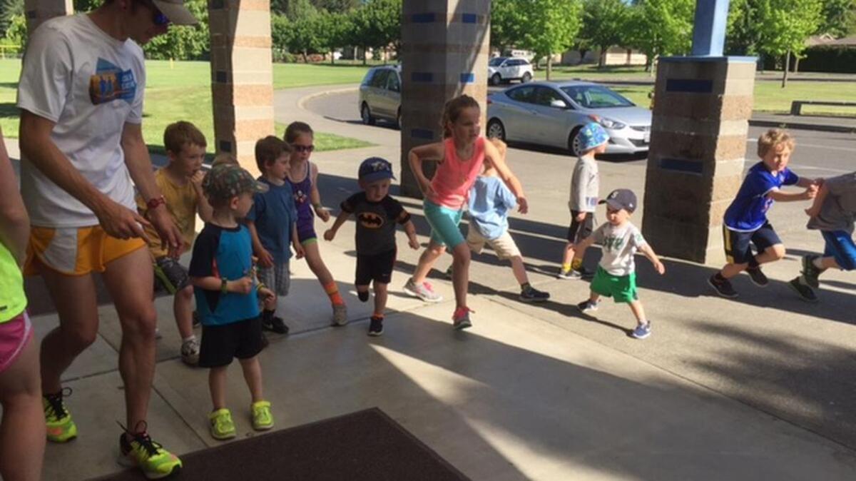 Local kids train for the Capital City Marathon Kids Run. Participants can earn ‘marathon’ status by completing 25 miles prior to the 1.2-mile race.