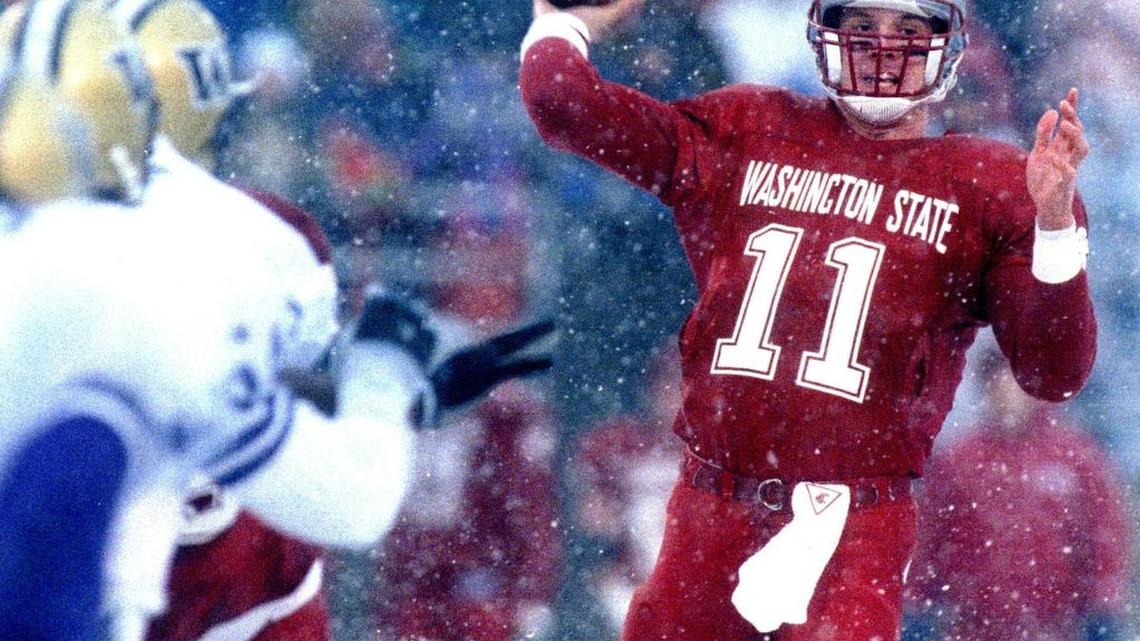 The 1992 Apple Cup, better known as “The Snow Bowl,” took place during a blizzard in Pullman. Drew Bledsoe threw for 259 yards and two touchdowns to lead the Cougars to a 42-23 upset of the defending national champion Huskies.