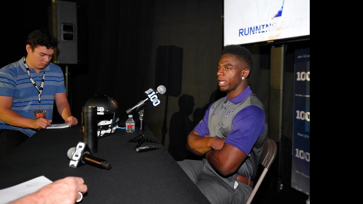 
After multiple knee surgeries, Washington running back Deontae Cooper, speaking to reporters during Pac-12 media day Thursday in Burbank, California, says he’s ready to make a statement for his late father, Willie.
