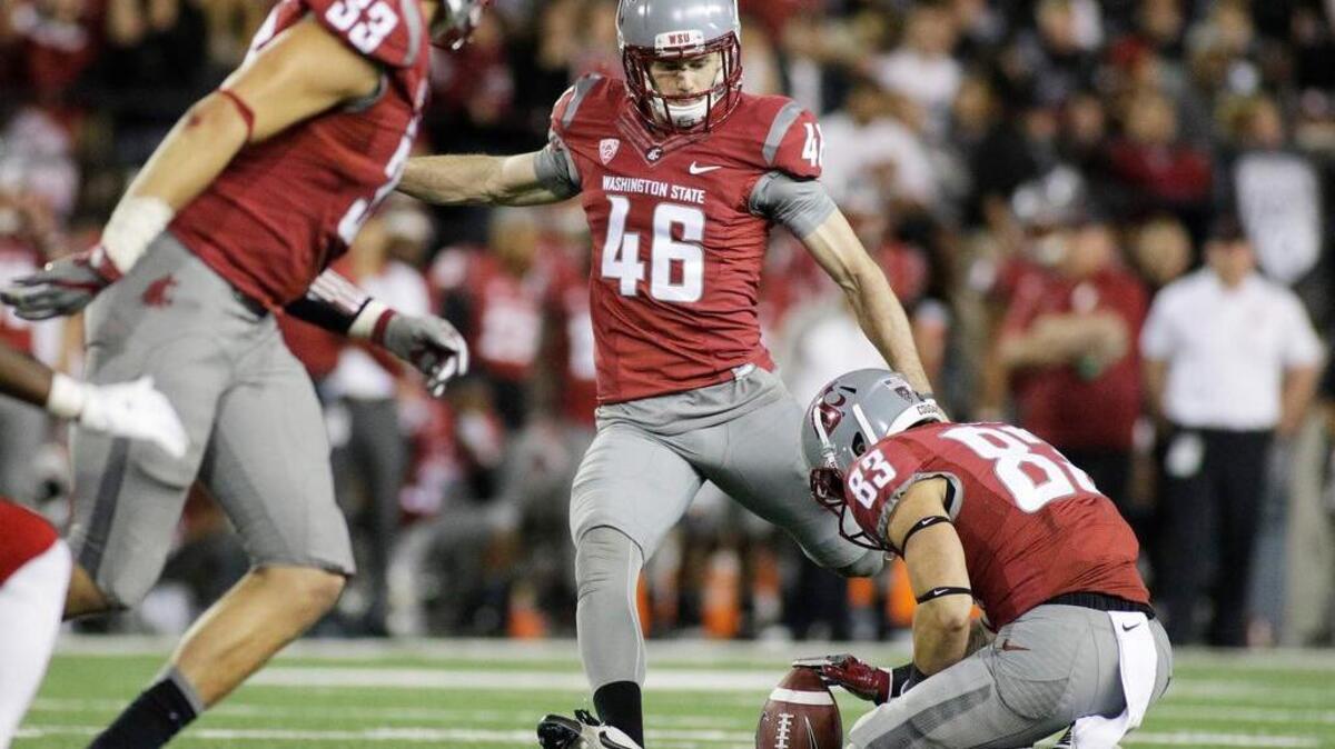 In 2016, WSU kicker Erik Powell (46) went 9 for 10 on field-goal attempts after his practice routine was altered.