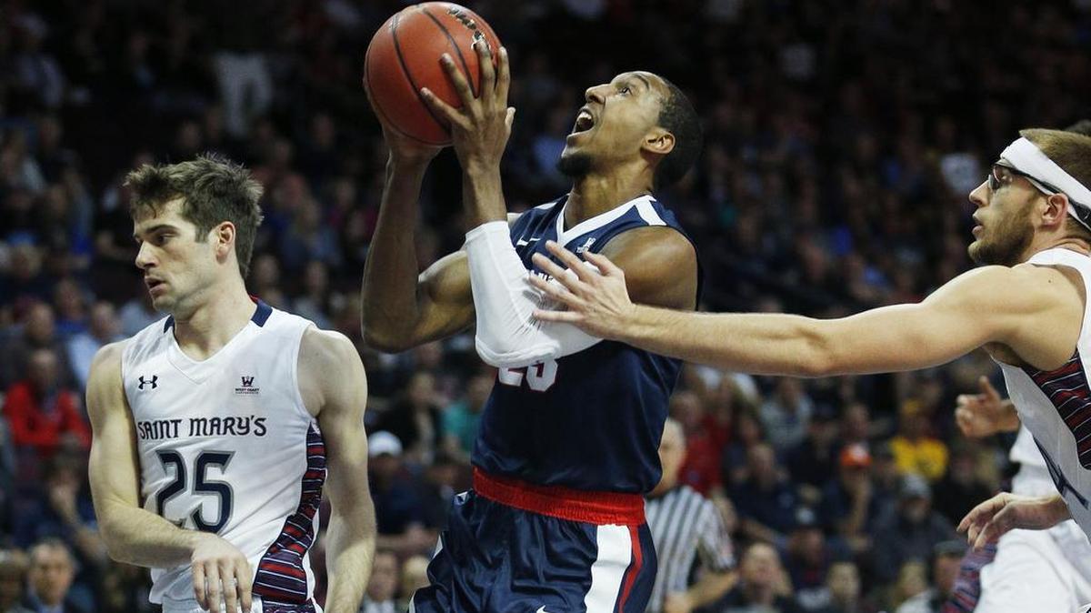 In last week’s West Coast Conference tournament in Las Vegas, Gonzaga’s Eric McClellan, center, and backcourt mate Josh Perkins came up huge as the Bulldogs knocked out Portland, BYU and, in the title game, regular-season co-champion St. Mary’s.