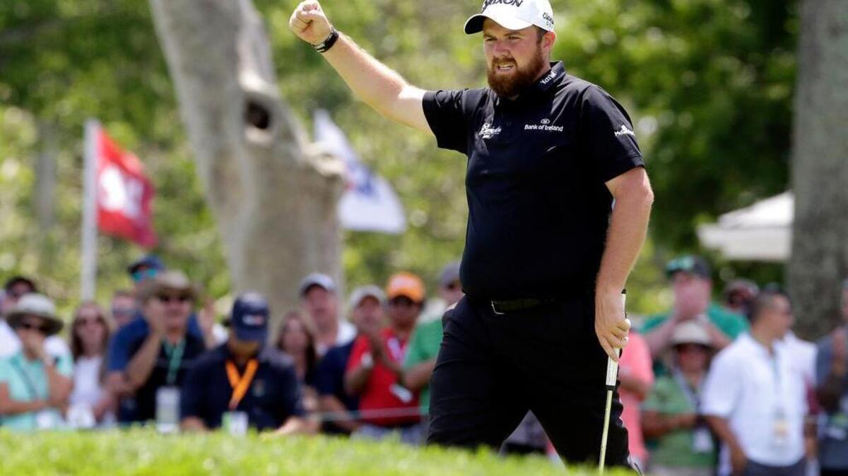 Ireland’s Shane Lowry reacts after making a birdie on the ninth hole of his second round Saturday at Oakmont. In the third round, Lowry reeled off five birdies in a nine-hole stretch to seize the U.S. Open lead. “This is right where you want to be,” Lowry said.