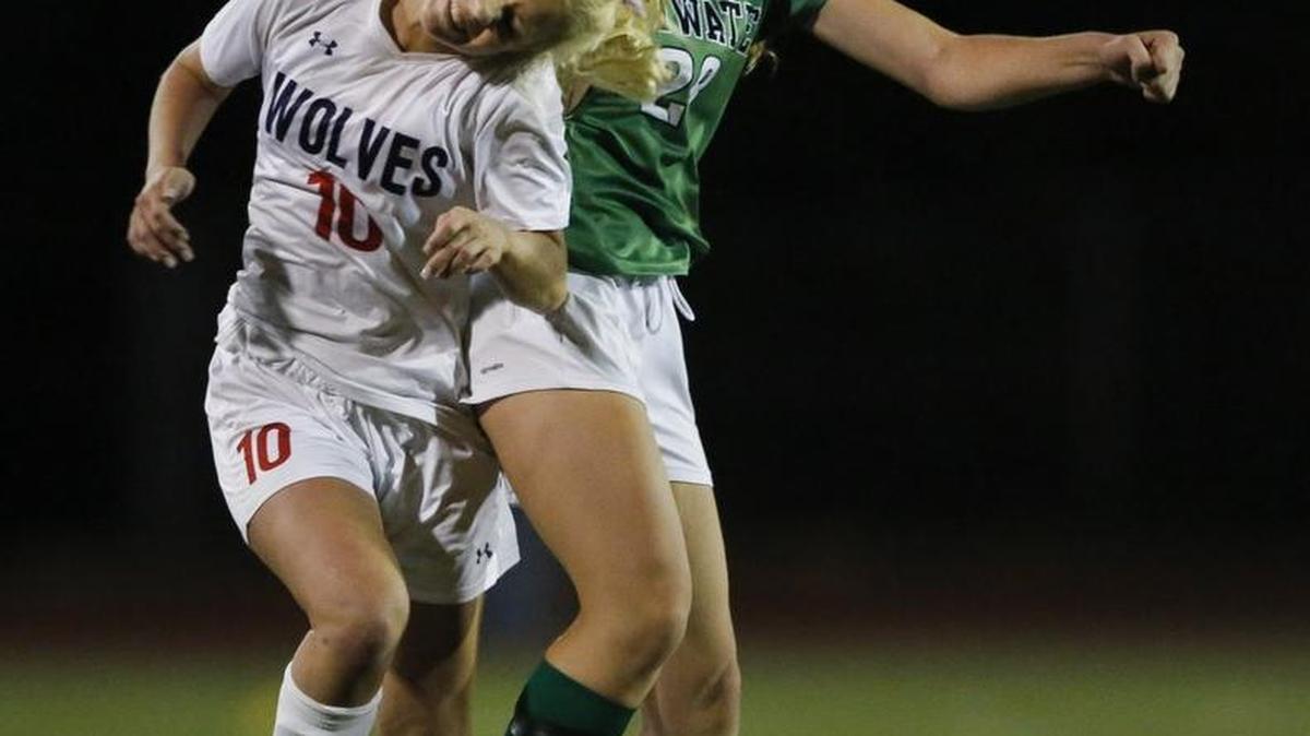 Black Hills midfielder Sydney Lowe (10) and Tumwater's Bella Foos leap for a header during a soccer match in Tumwater on Oct. 25. Lowe hopes to one day coach at Black Hills.