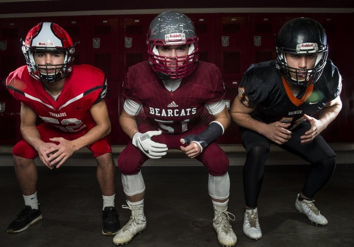 From left: Yelm’s Derrick Platt, W.F. West’s Camden Bull and Rainier’s Ian Russell.