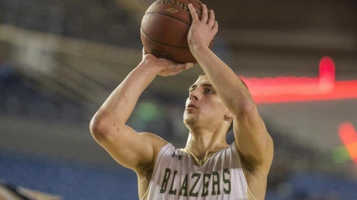 Timberline’s Erik Stevenson shoots a free throw in his final high school basketball game at the Class 3A state tournament in the Tacoma Dome on Feb. 3, 2018.