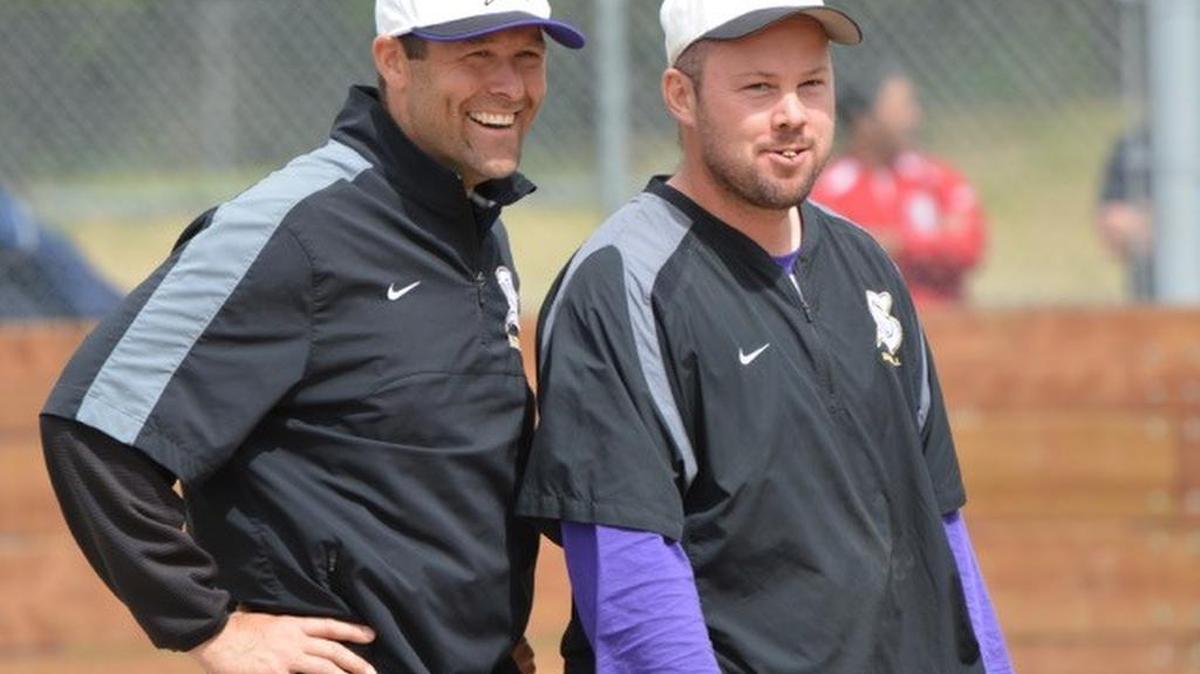 Sumner JV coach Chris Snelling, right, stands beside varsity coach Casey Adcox. Snelling has been a JV coach at Sumner for the past two years and a varsity assistant since 2010. “He treats baseball like a religion,” Adcox says of Snelling. “You do not disrespect the game with him.”