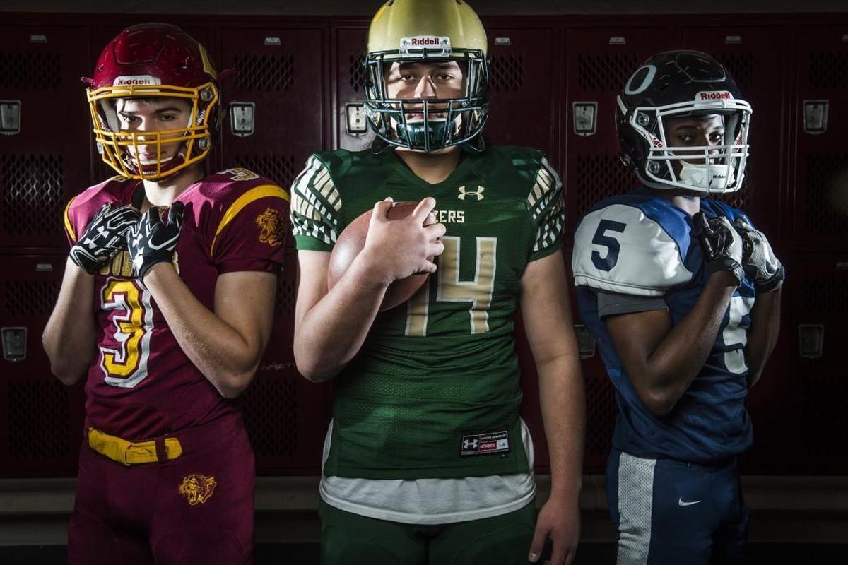 From left: Capital’s Chris Penner, Timberline’s Mason Simeta, and Olympia’s Ibi Ceesay.