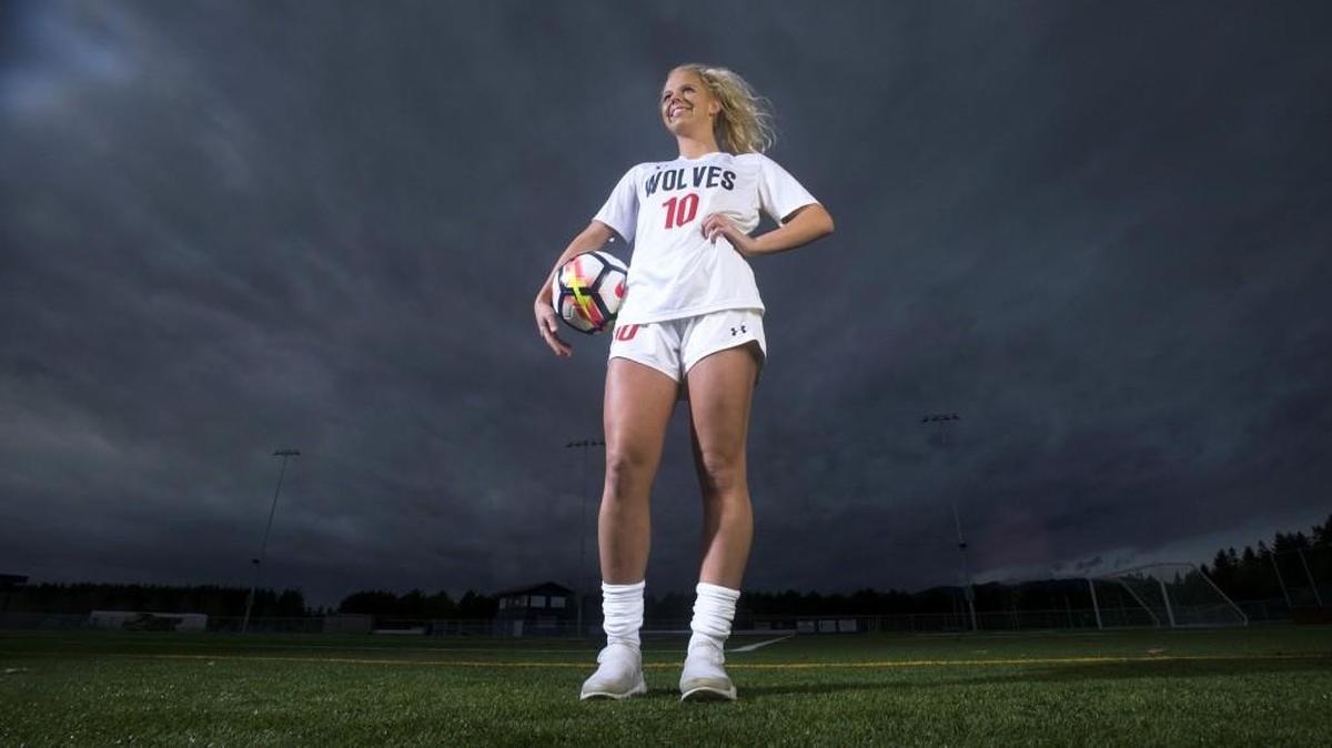 Wolves’ forward Syndey Lowe is The Olympian's All-Area girls soccer player of the year. She is shown at Black Hills High School in Tumwater on Tuesday, Nov. 14, 2017.