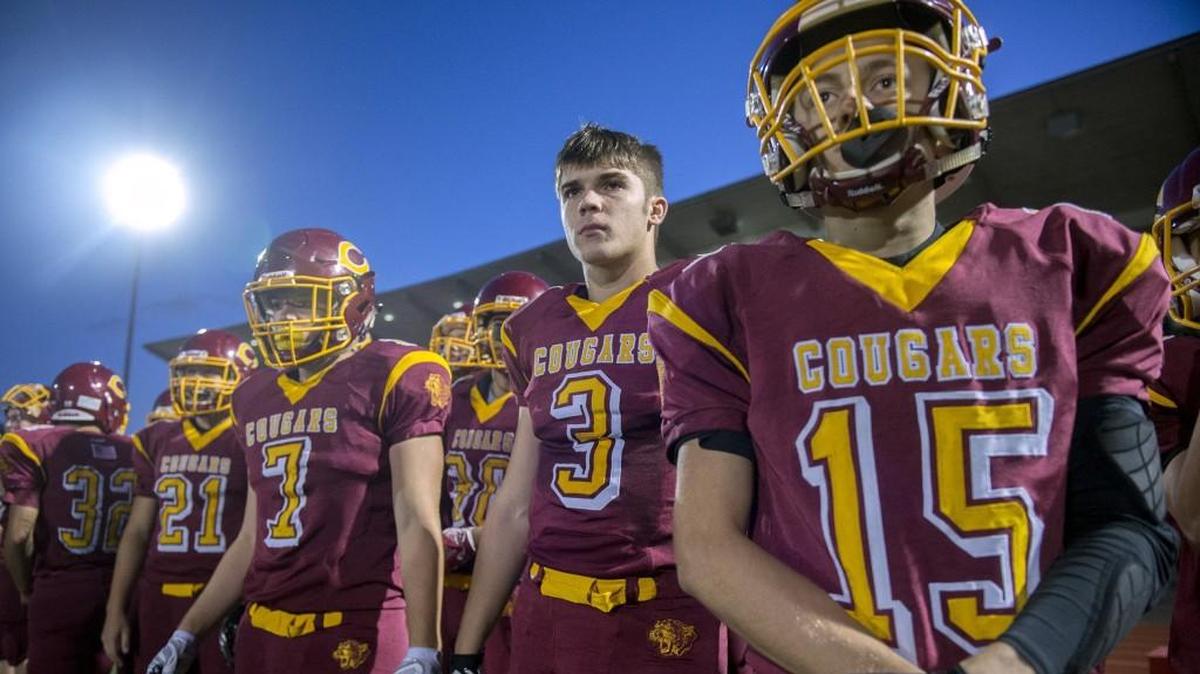 Capital receiver Chris Penner (3) watches from the sidelines during a Friday night football game at Ingersoll Stadium in Olympia on Sept. 29, 2017.