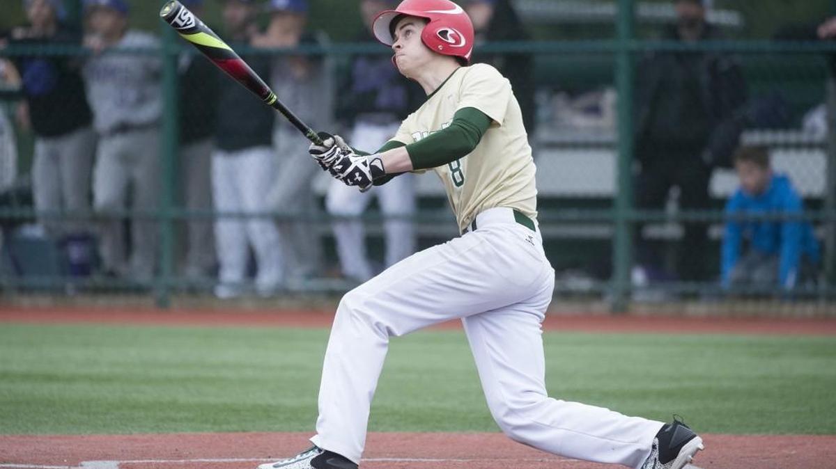 Timberline's Tucker Stroup watches his grand-slam home run – his second home run of the game – against North Thurston in April.
