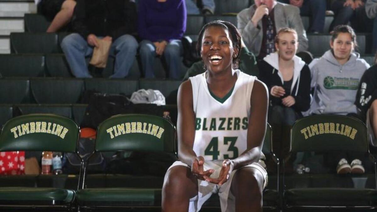 Timberline’s Sasha Weber waits to be introduced before a basketball game at Timberline High School in Lacey on Friday, Dec. 17, 2010. Weber recently sued the City of Roy, alleging its police chief injured her during a traffic stop.