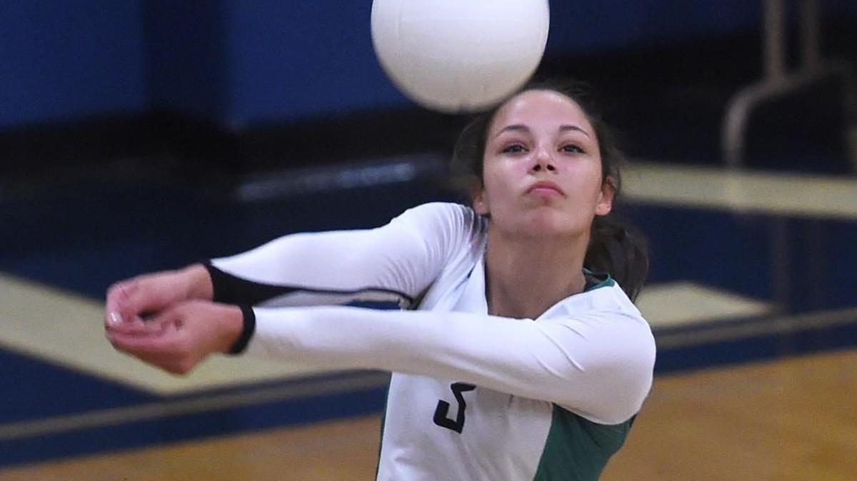 
Tumwater’s Kennedy Croft passes the balltakes a shot against Sehome on Saturday. The Thunderbirds advanced to the championship match, falling 25-23, 25-23 to Burlington-Edison.

