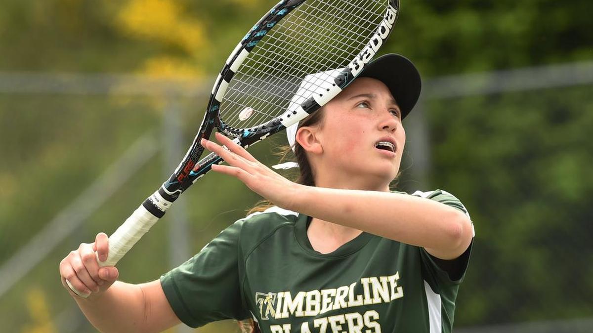 Timberline’s Angela Schuster says she’s improved over last year. “I think I got a lot better physically,” she says. “I move around the court better.”