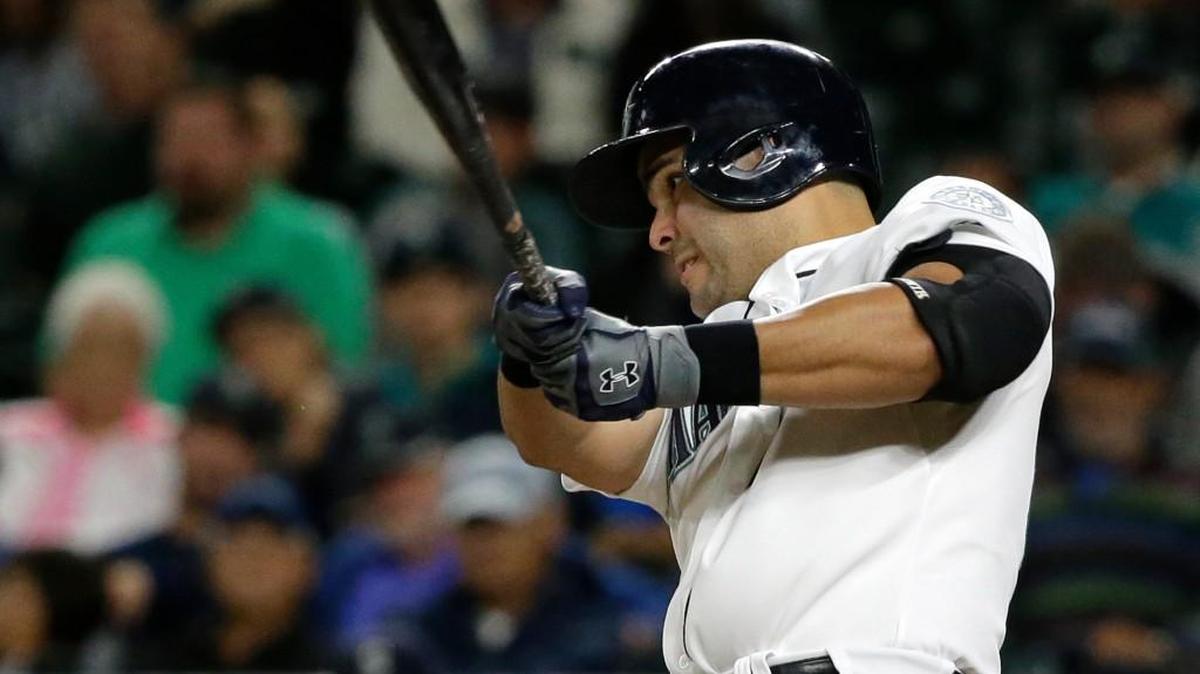 
Jesus Montero of the Mariners hits a three-run homer against the Angels on Wednesday at Safeco Field.
