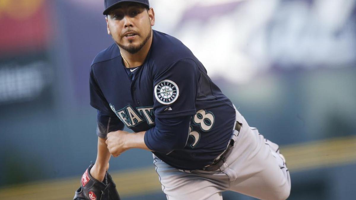 
Seattle Mariners starting pitcher Vidal Nuno works against the Colorado Rockies in the first inning Tuesday in Denver. 
