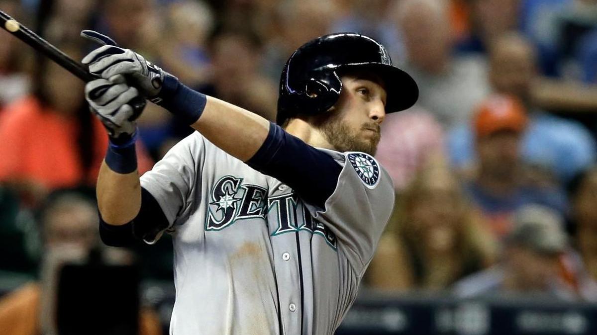
Seattle’s Sean O'Malley, called up Tuesday from Triple-A Tacoma, watches his go-ahead RBI single during the eighth inning that helped beat the Houston Astros on Wednesday at Minute Maid Park.
