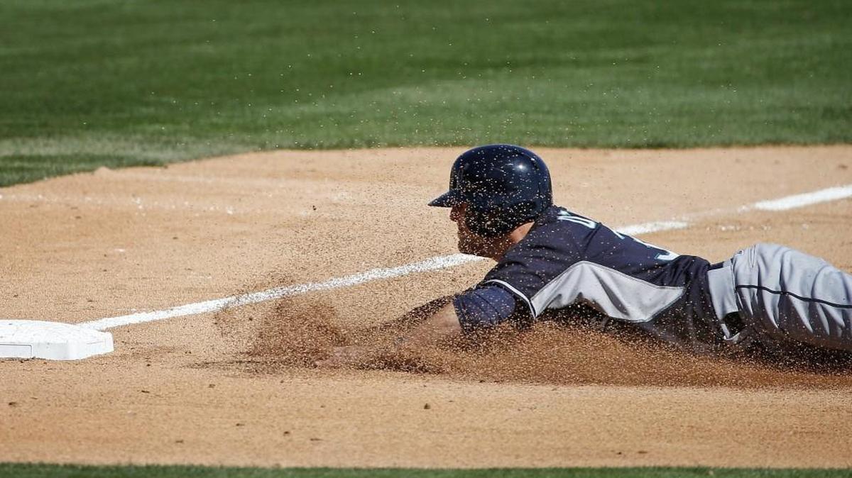 
Shawn O’Malley, shown during spring training, is thrilled to be playing for the Seattle Mariners, the team he grew up rooting for. O’Malley is a graduate of Southridge High School in Kennewick.
