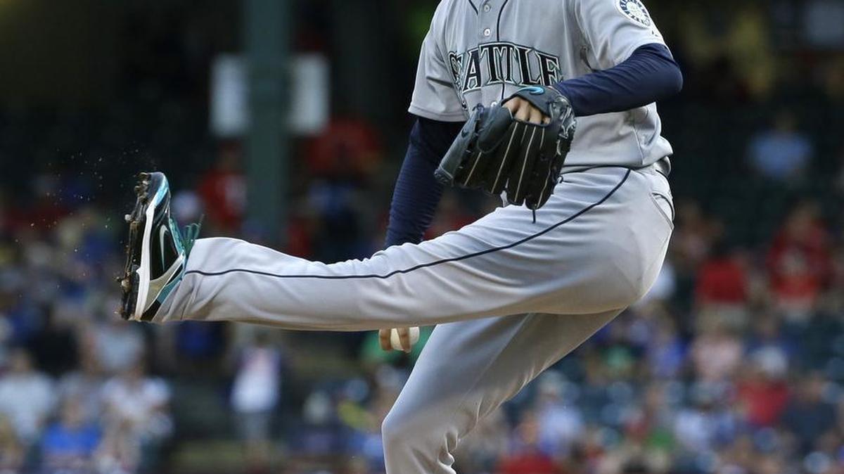 
Seattle Mariners starting pitcher Hisashi Iwakuma pitched seven innings Tuesday, allowing two runs on five hits and a walk. He struck out six. 
