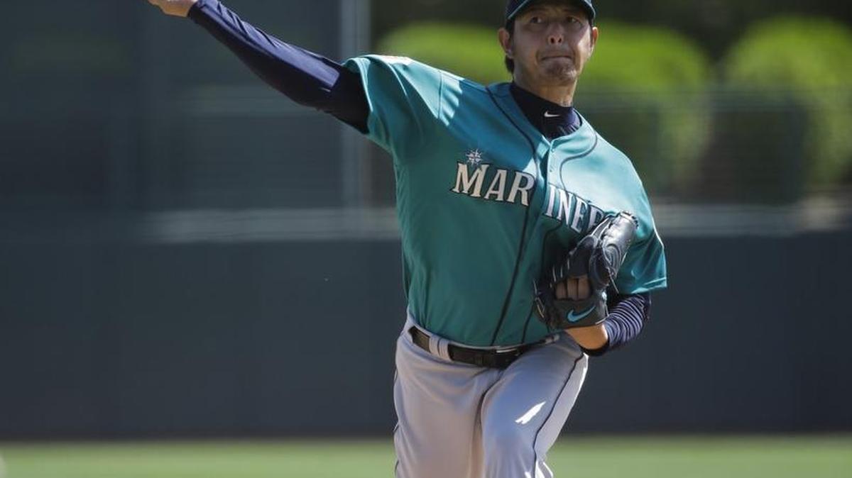 Seattle Mariners hurler Hisashi Iwakuma allowed a run in two innings against San Diego Padres minor-leaguers on Thursday. He will open the season as Seattle’s No. 2 starter.