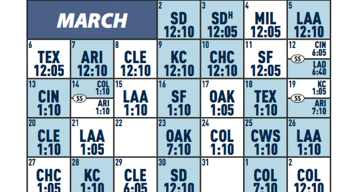 Mariners’ 2016 spring schedule