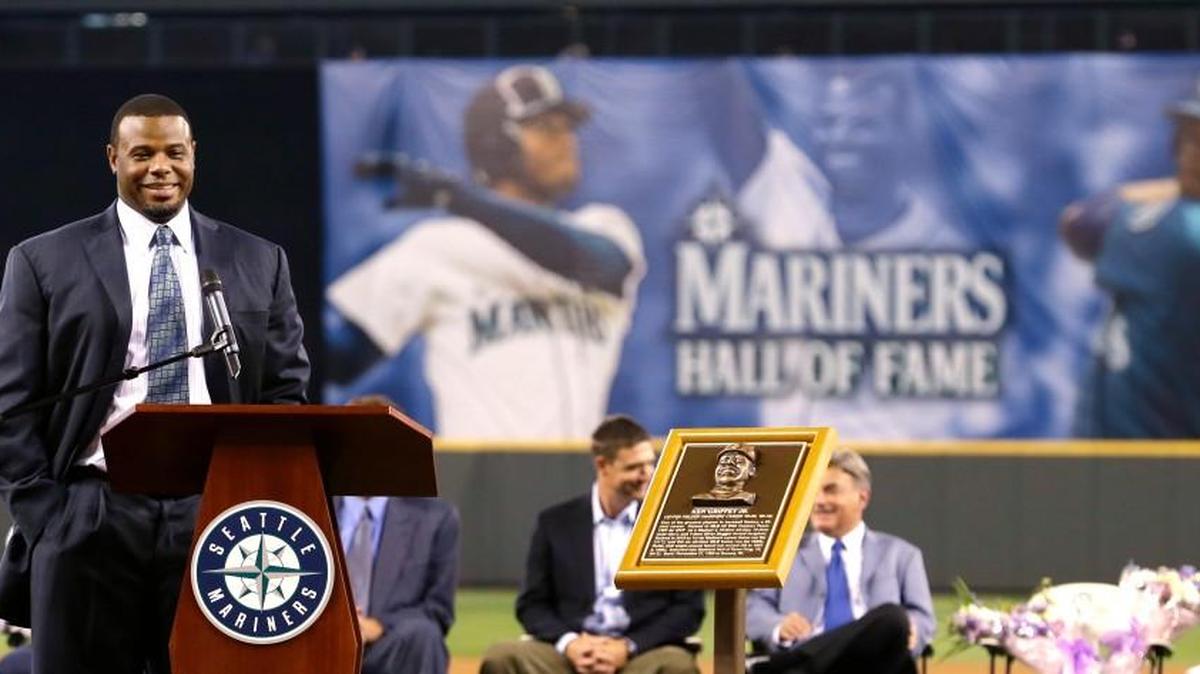 Outfielder Ken Griffey Jr. was a 2013 inductee to the Mariners Hall of Fame. Next stop: Cooperstown.