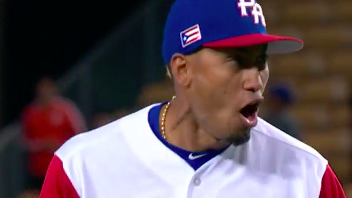 Edwin Diaz was fired up Monday while pitching for Puerto Rico in the World Baseball Classic.