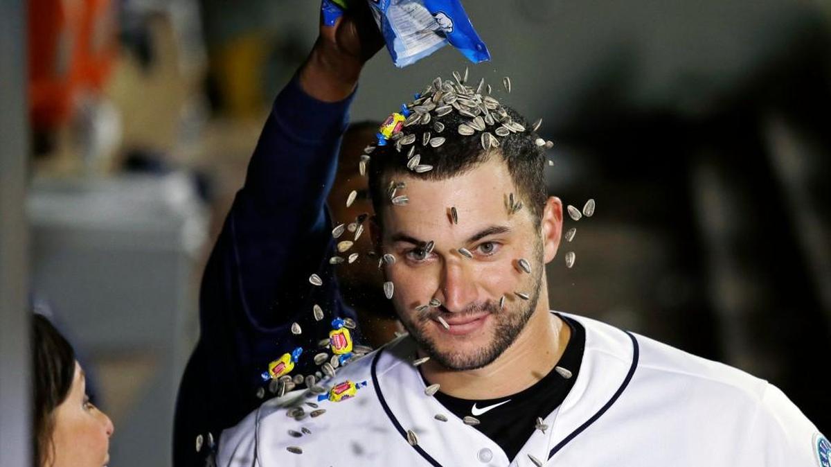 Celebrations came in all forms Saturday when he drove in seven runs in a 9-2 victory over Tampa Bay.