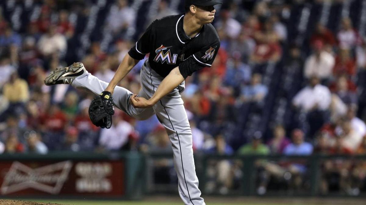 
Left-hander Edgar Olmos, who was scratched from his scheduled start for the Tacoma Rainiers and was called up to the Seattle Mariners, pitched in five games for the Miami Marlins in 2013.
