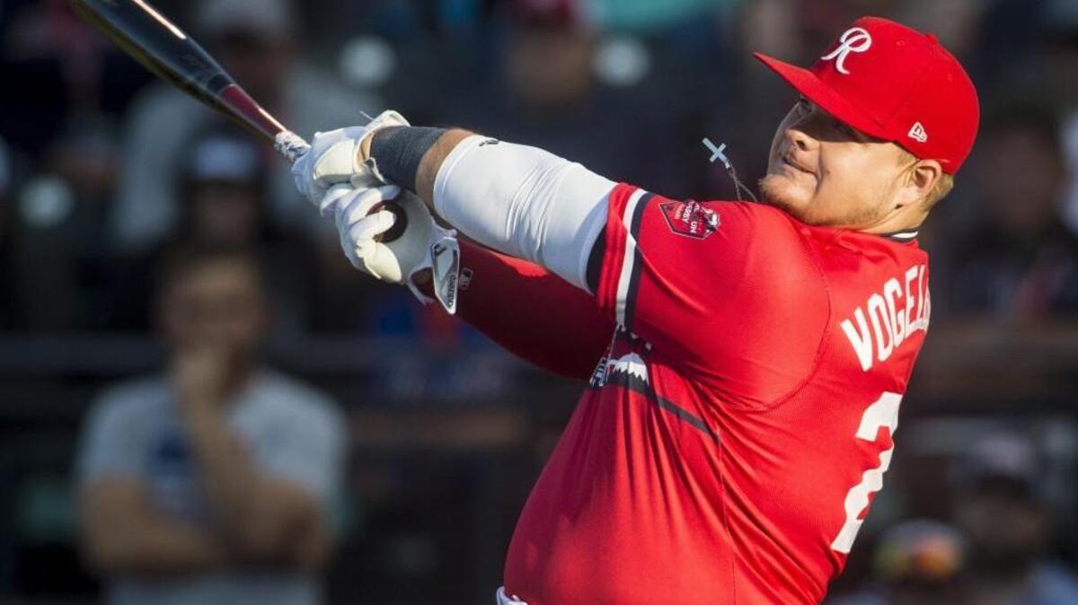 Daniel Vogelbach swings at a pitch during the Triple-A Home Run Derby at Cheney Stadium in Tacoma on Monday, July 10, 2017.