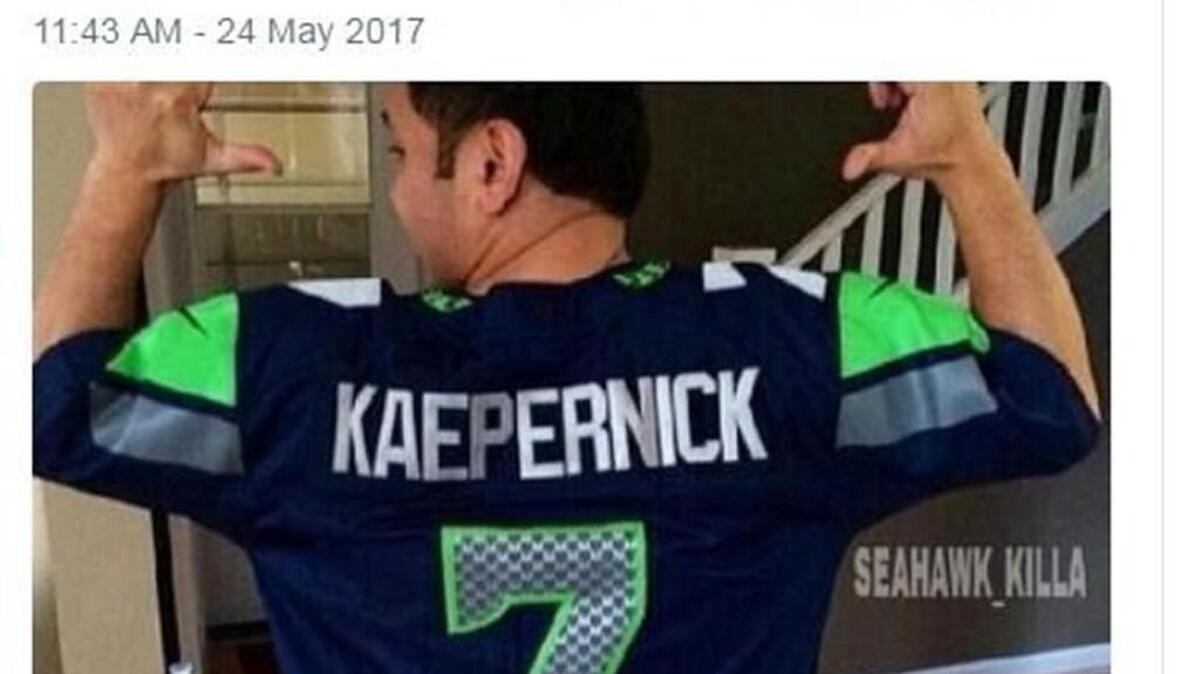 Seattle Seahawks fans take to Twitter to share thoughts on former San Francisco 49ers quarterback Colin Kaepernick possibly joining team.