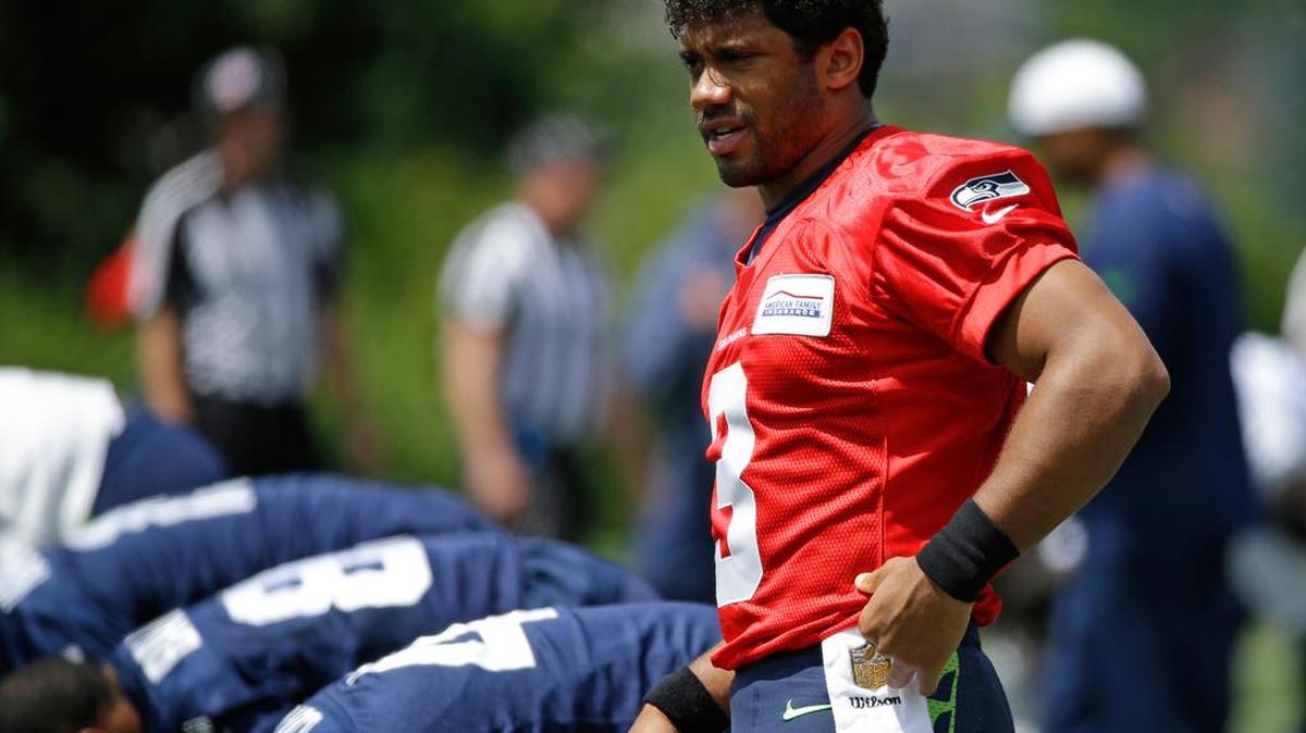 Seahawks quarterback Russell Wilson, 27, will be entering his fifth season this fall. He said Wednesday his long-term goal was to play “15-plus more years” in the NFL. If he reached his goal, he would be at least 42 with 20-plus seasons in the league by 2031.