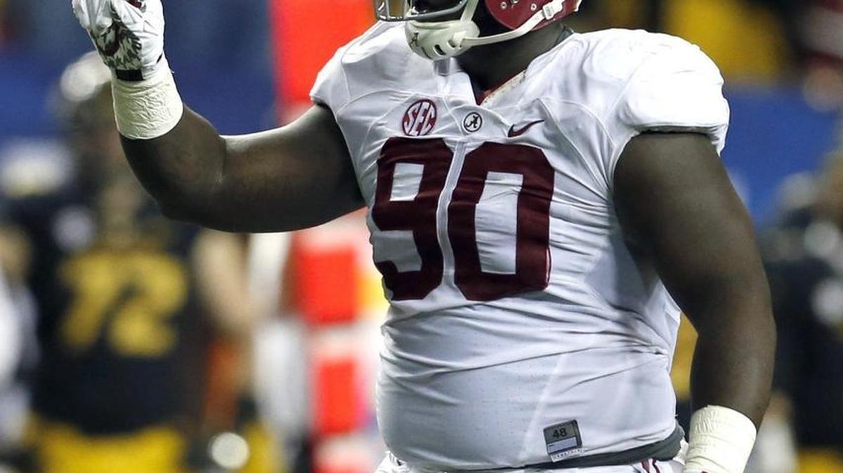 Alabama defensive lineman Jarran Reed celebrates a tackle for a loss against Missouri in 2014 in Atlanta. Reed projects to have an impact for the Seahawks right away.
