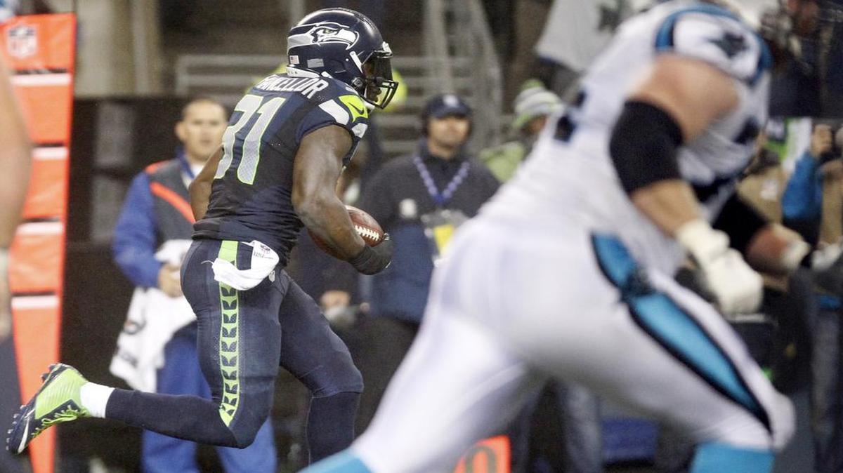 
Seahawks safety Kam Chancellor runs an interception back 90 yards for a touchdown in the fourth quarter Jan. 10 against the Carolina Panthers in NFC divisional playoff game in Seattle. 
