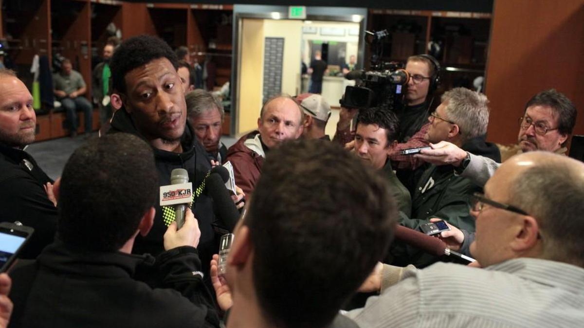 Seahawks linebacker Bruce Irvin in the locker room at team headquarters Monday, clean-out day after the season ended Sunday. Irvin could become a free agent March 9.