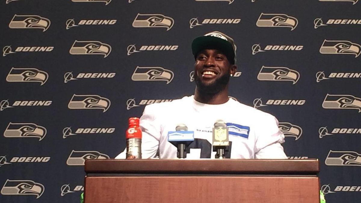 
Seattle Seahawks strong safety Kam Chancellor addresses the media on Wednesday, Sep. 23, 2015 at the VMAC in Renton. Chancellor ended his 54-day holdout that spanned the preseason and two regular season losses. 
