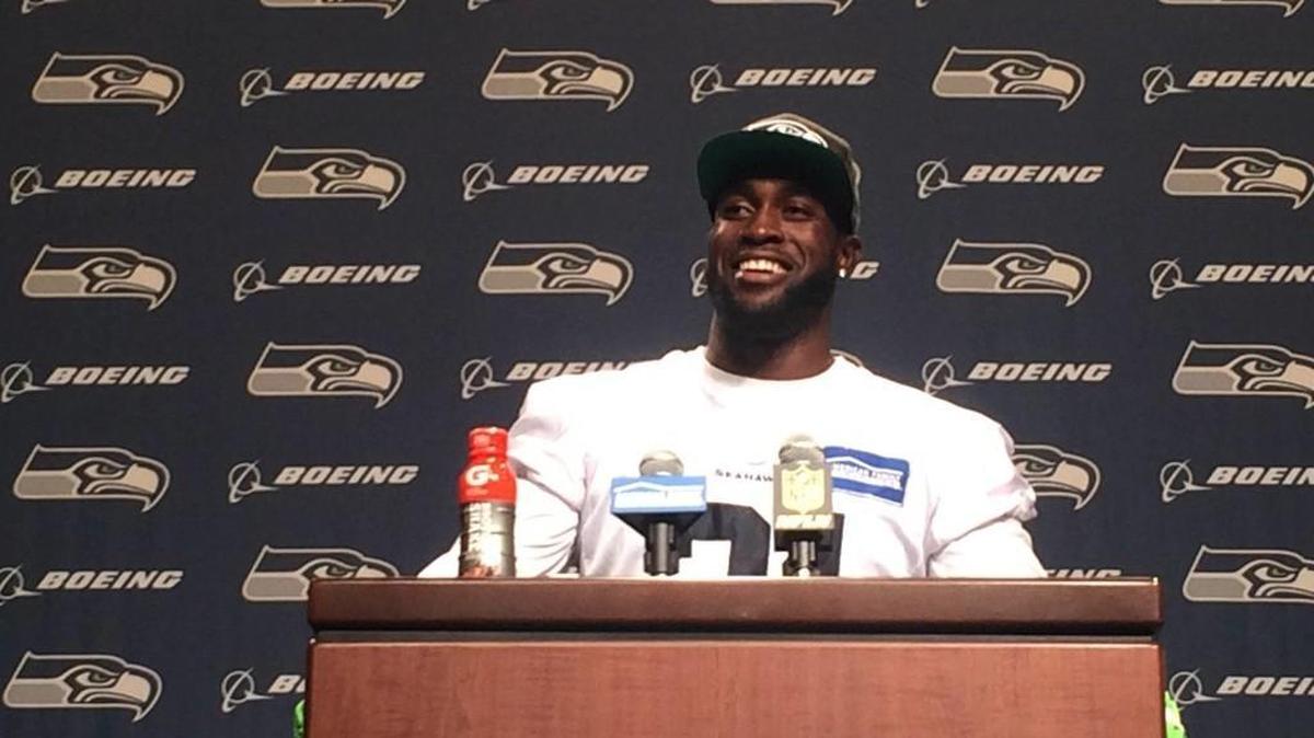 
Seattle Seahawks strong safety Kam Chancellor addresses the media on Wednesday, Sep. 23, 2015 at the VMAC in Renton. Chancellor ended his 55-day holdout that spanned the preseason and two regular season losses. 
